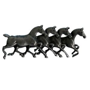 Vintage‎ Four Galloping Horses Brooch Pewter?